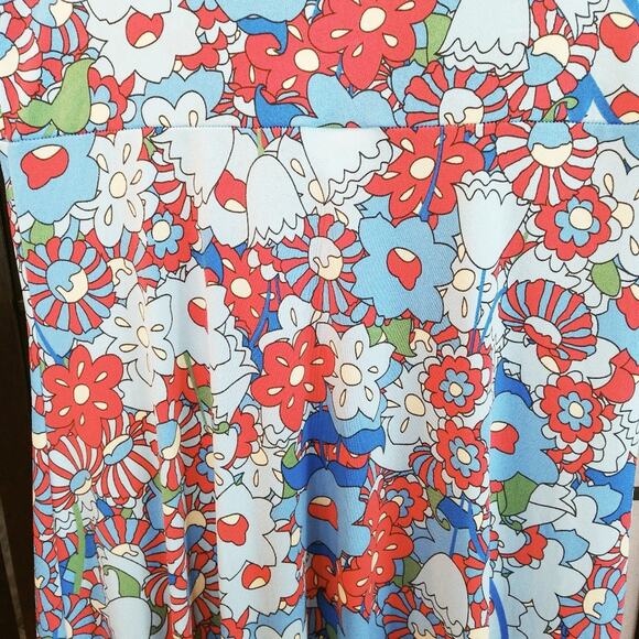 LulaRoe Floral Maxi Skirt XS Mod Long Knit Blue - Picture 6 of 9